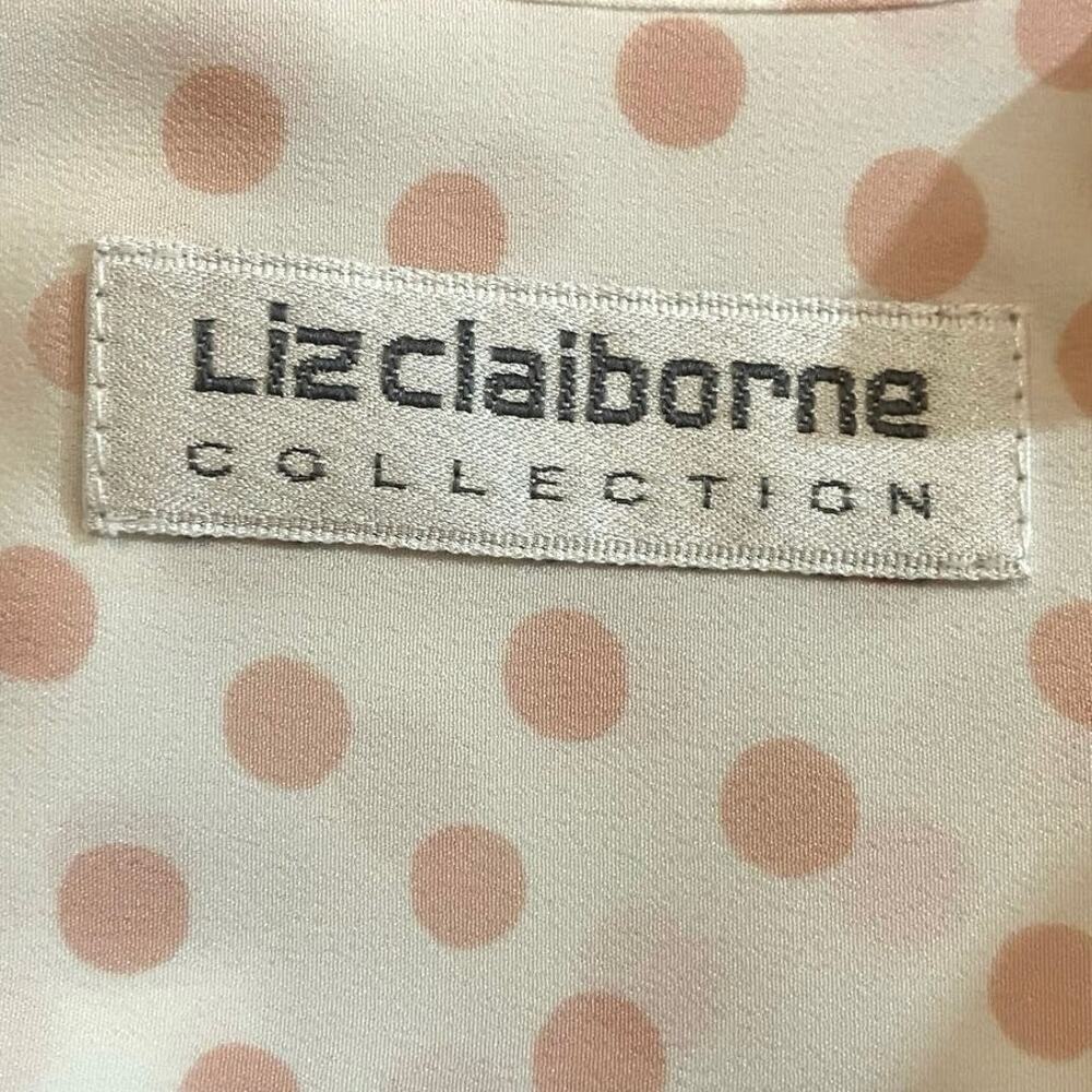 Liz Claiborne Women's Cream/Pink Polka Dots Front Pocket Long Sleeve Blouse SZ 4 - Picture 9 of 13